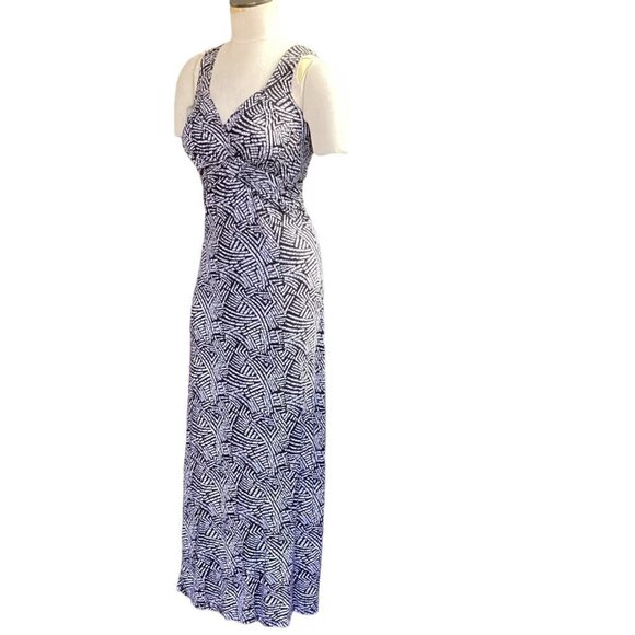 Soma Empire Waist V-Neck Maxi Dress XS Black and White 150C - Picture 3 of 6